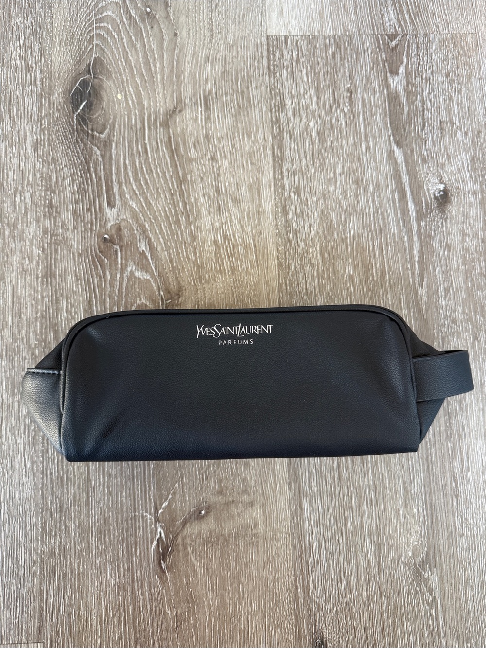 Yves Saint Laurent YSL Parfums Y Pouch slate leather travel Dopp Bag